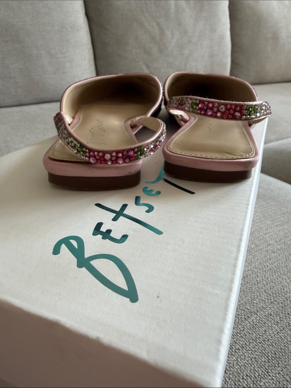 Betsey Johnson Pink Beaded Pointed-Toe Slingback Mules - Picture 7 of 10